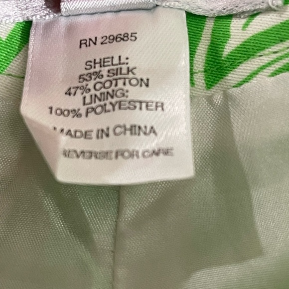 PENDLETON Ankle Cropped‎ Lined Pants Silk Cotton Floral Green 6P - Picture 8 of 10